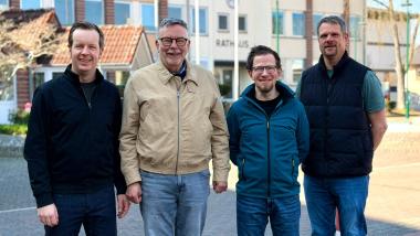Die neue FDP-Fraktion in Münsters Gemeindevertretung (v.l.n.r.): Christian Richter, Jörg Schroeter, Arne Mundelius, Matthias Matheis. Urlaubsbedingt nicht auf dem Foto ist Albert Matheis.